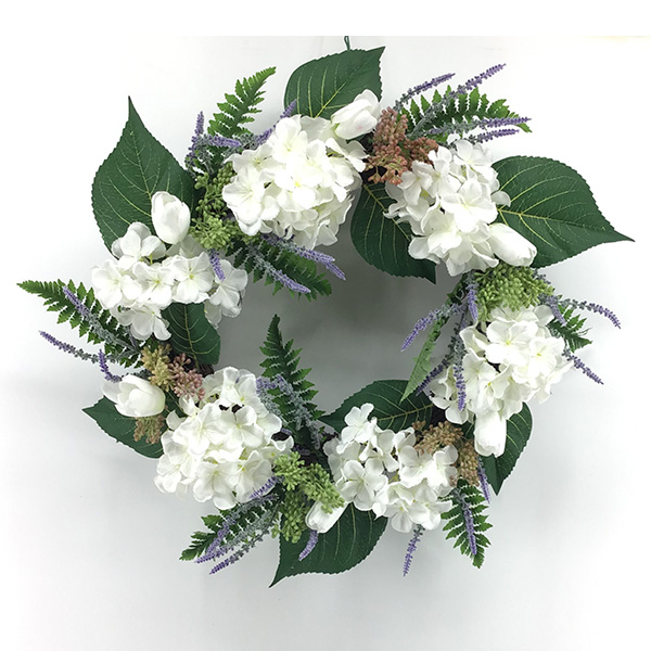 Weißer Hortensienkranz mit gemischten Blumen